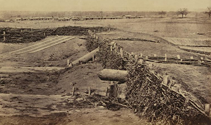 tree trunks were large enough in 1862 to be used as fake (Quaker) cannon