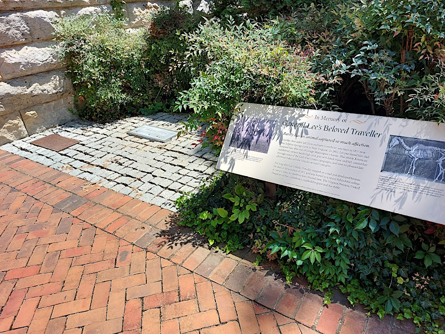 the bones of Robert E. Lee's horse Traveller lie outside the chapel where Lee is buried at Washington and Lee University