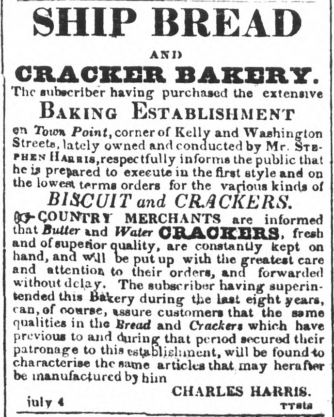 Virginia wheat was baked in Norfolk for sailors to eat while on long journeys