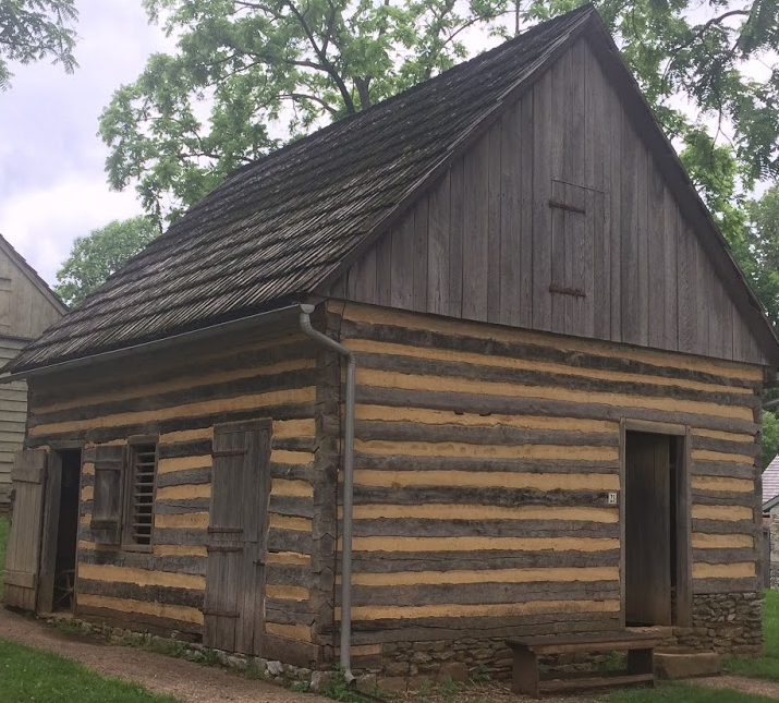 log cabin reconstructed at Ephrata Cloister in Pennsylvania, from which Gernan immigrants moved to Virginia