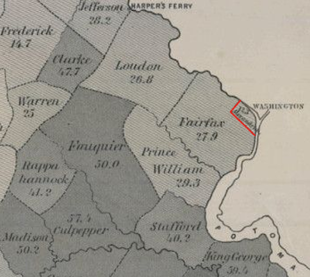 over 12% of the residents in Alexandria County were enslaved in 1860