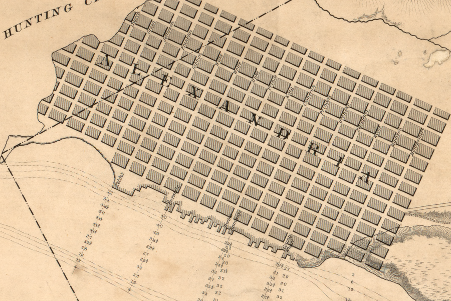 construction of wharves created the jagged edge of the Alexandria waterfront in 1841