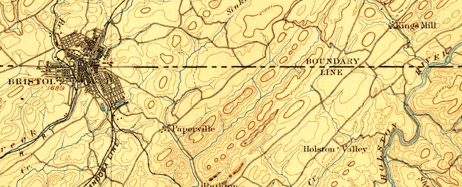 in 1897, the Holston River had not yet been dammed and flowed freely across the Tennessee-Virginia border