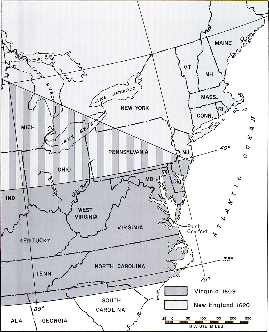 land claims based on the 1620 charter to Massachusetts conflicted with the claims based on the 1612 charter to Virginia