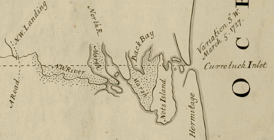the 1728 boundary survey started with a dispute over the eastern point at Currituck Inlet, where the dividing line was to begin