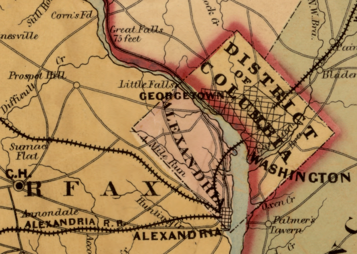 after 1847, the County of Alexandria and the Town of Alexandria were no longer part of the District of Columbia