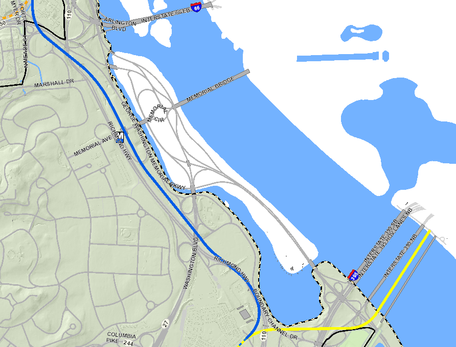 the shoreline has been transformed, but the District of Columbia still extends to the high-water mark on the western edge of the Boundary Channel