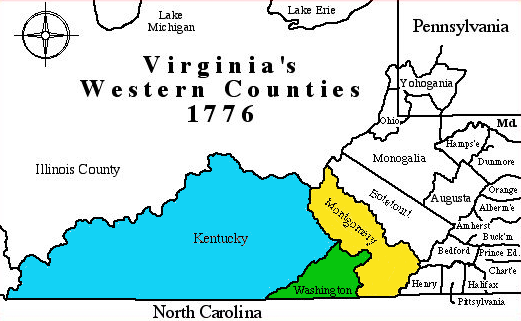 a Virginia county was first called Kentucky in 1776, when Fincastle County was split into three jurisdictions