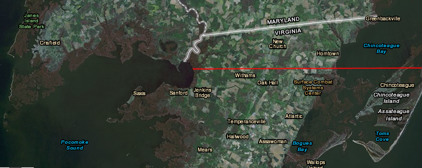 a boundary than ran east-west from Watkins Point would have put the northern edge of Accomack County into Maryland
