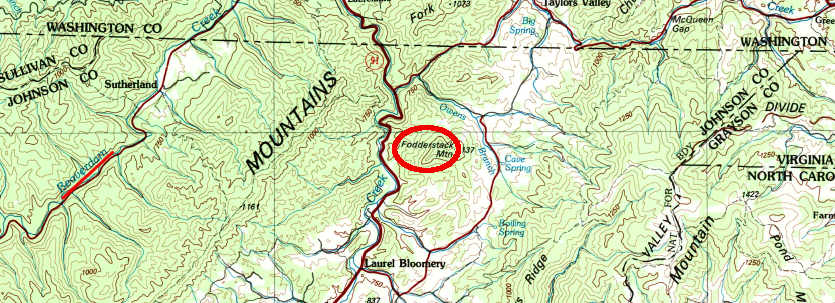 the Fry-Jefferson survey could have ended on modern Beaverdam Creek rather than on modern Laurel Creek, if their survey map depicted Fodderstack Mountain and the modern Iron Mountains