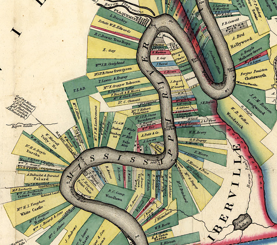 French land surveys were dramatically different from metes and bounds surveys in Virginia