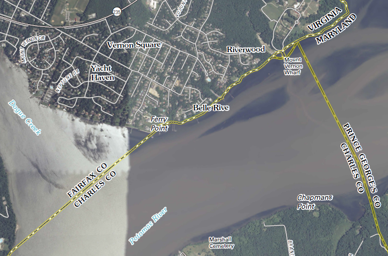 modern boundaries at the location of George Washington's fishery