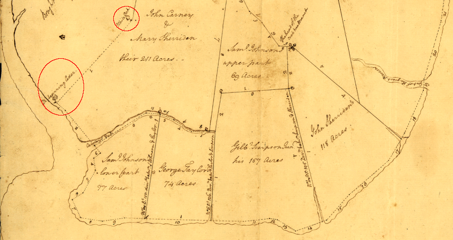 in 1760, George Washington copied a survey when he purchased River Farm at Little Hunting Creek from William Clifton, with bearings and distances marked from the beginning cedar to the white oak and other points