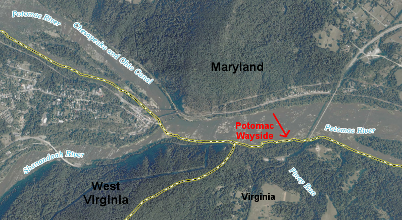 location of boundary dispute downstream of Harpers Ferry