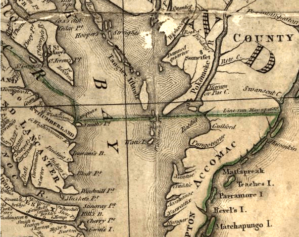 Watkins Point and MD-VA boundary, as drawn by Thomas Jefferson in 1787
