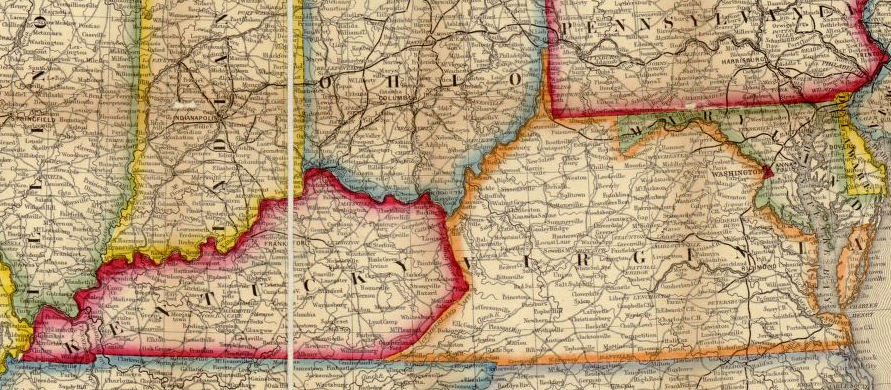 after creation of Kentucky, lands north and east of the Big Sandy River and its Tug Fork tributary were still Virginia - until West Virginia was created in 1863