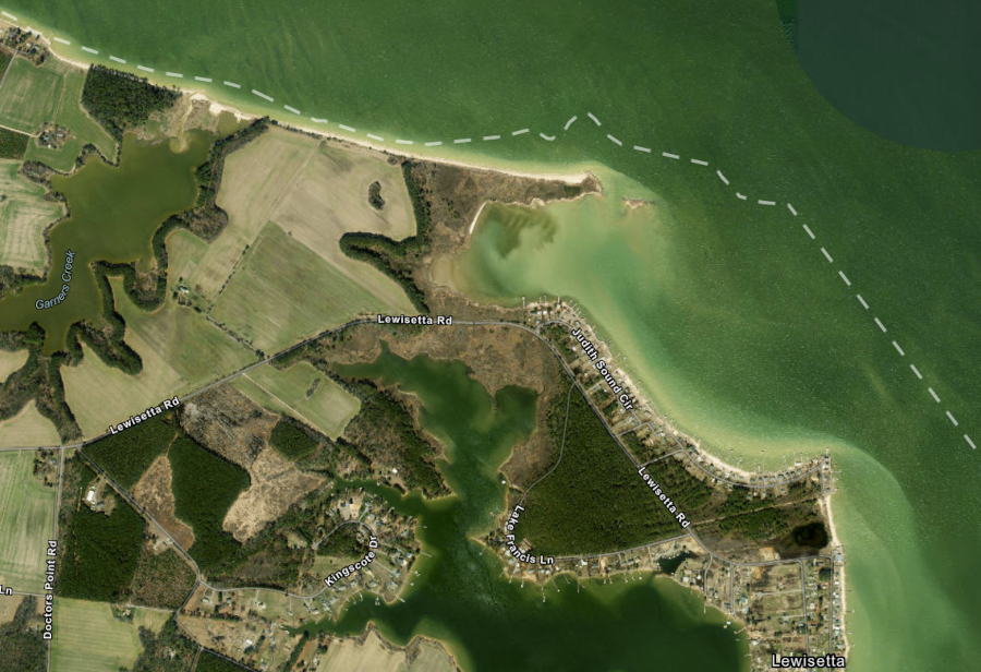 Hog Island ended up being included within Virginia, but has washed away now