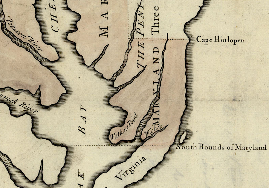 Watkins Point was still a mapped feature in 1735
