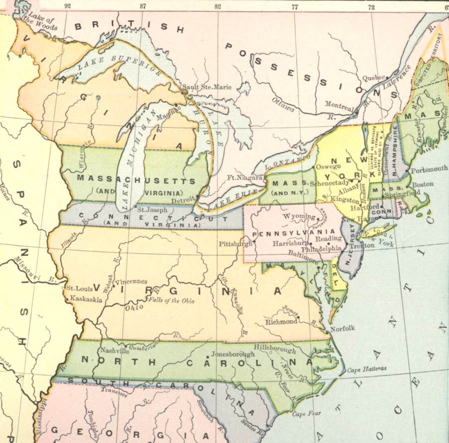 Massachusetts and Connecticut asserted claims to the Northwest Territory based on colonial charters