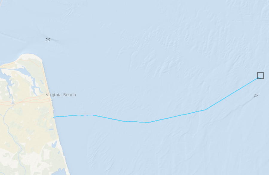 the 27-mile route of the 34.5kV AC submarine distribution cable