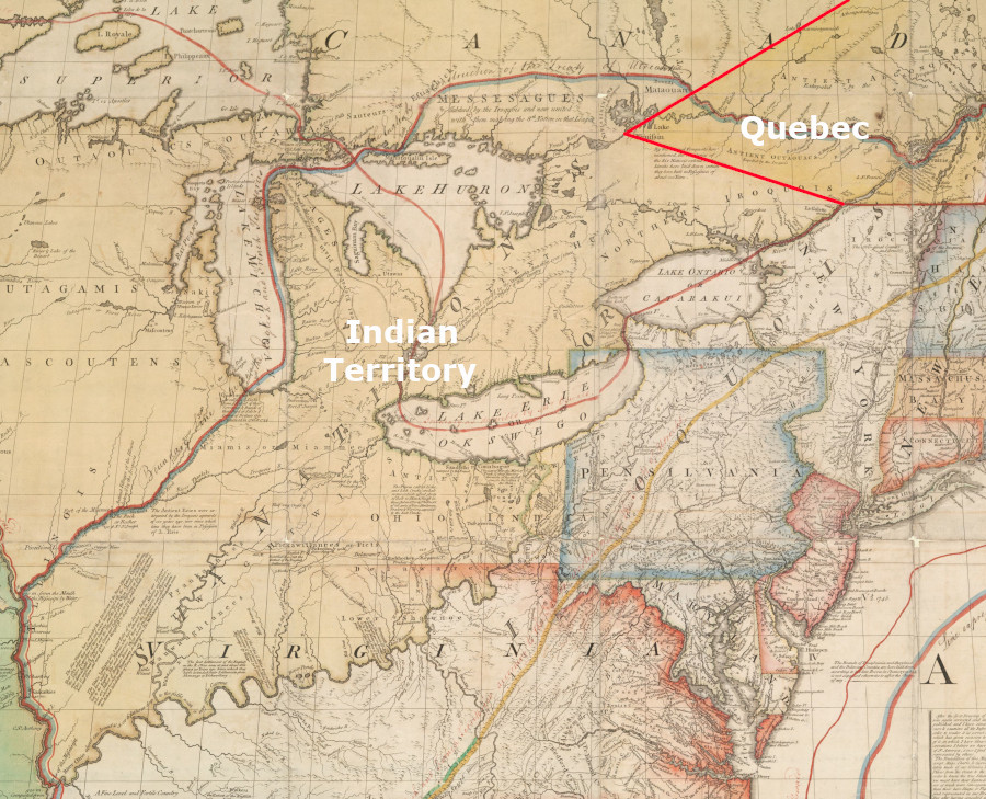 between 1763-1774, Quebec's boundaries were far north of Virginia
