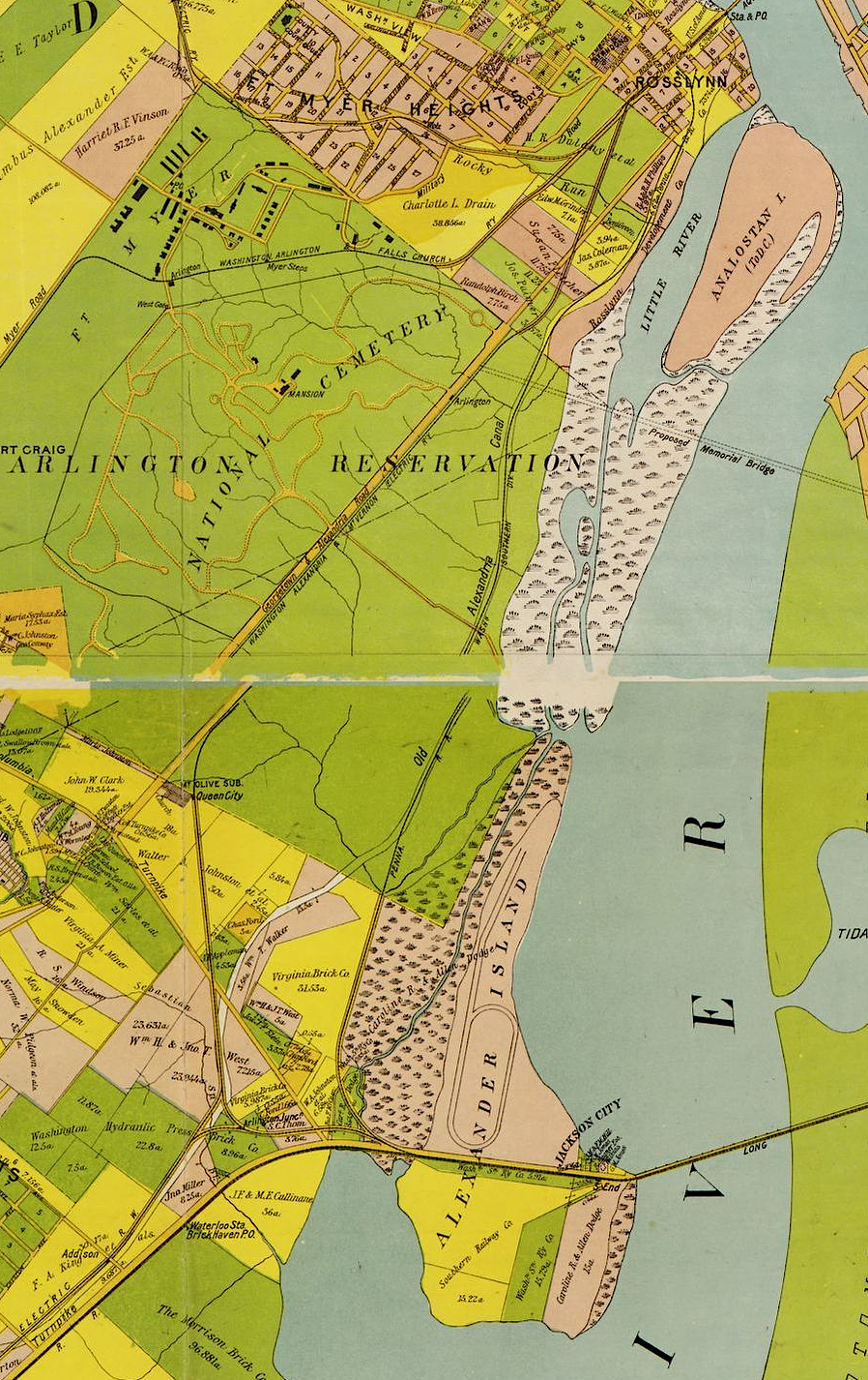 Alexandria (now Arlington) County shoreline in 1900, showing Alexander Island