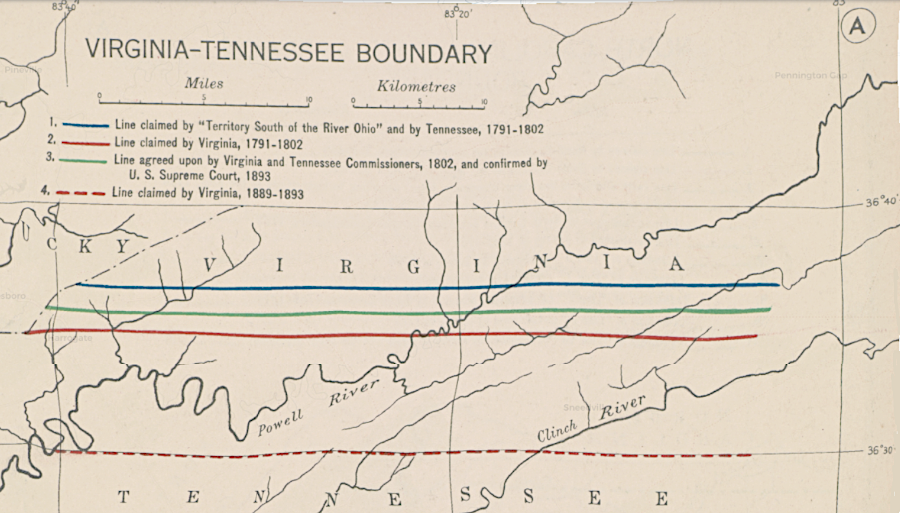 in 1893, the Supreme Court rejected Virginia's attempt to move the Tennessee boundary
