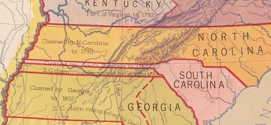 a 1665 land grant by Charles II to eight Carolina proprietors, using the the 36° 30' parallel, shaped the ultimate Tennessee/Virginia and Tennessee/Kentucky borders