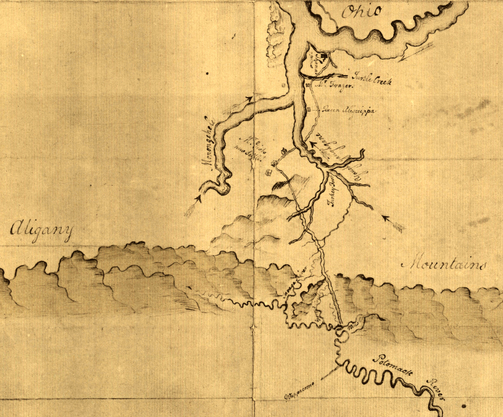 George Washington's path across the Potomac-Ohio watershed divide to Fort Le Boeuf