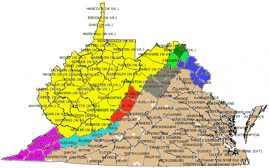 the Restored Government of Virginia legislature authorized several districts to vote for annexation to the new state on May 28, 1863, at the same time elections were held for new State of West Virginia officials