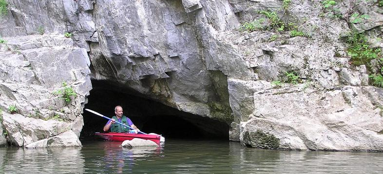 scientists can access some caves on Cedar Creek (Frederick County) via kayak, where the surface/groundwater connection is obvious