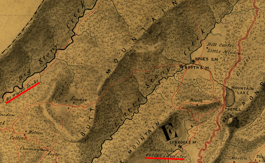 Civil War maps recorded sinking creeks in limestone valleys near Mountain Lake in Giles County - but the lake itself is not on limestone, so its fluctuations have a different geological cause