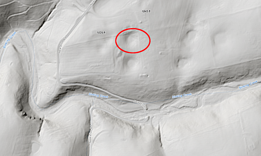 LIDAR imagery reveals how sinkholes have no streams exiting them; water drains underground instead