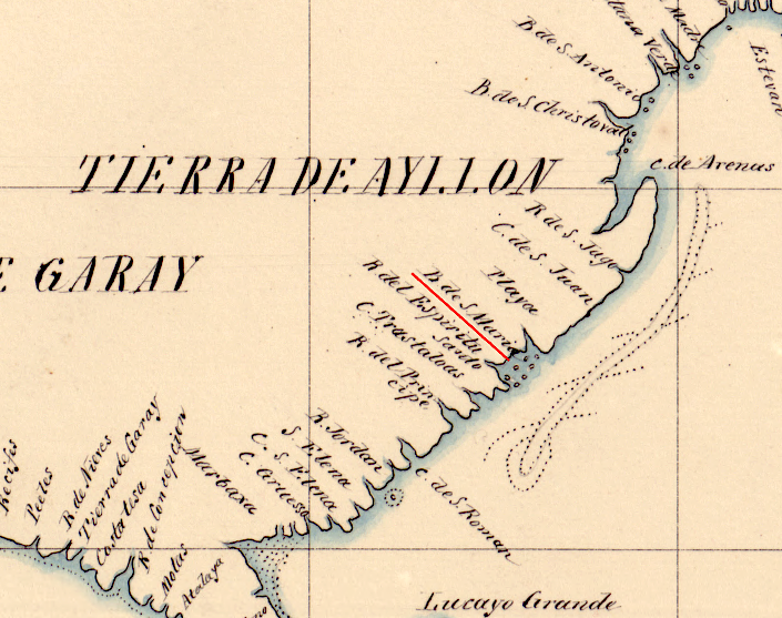 the Spanish mapped the Bahia de Santa Maria (Bay of Saint Mary), but today it is known by the Native American name used when the English settled Jamestown