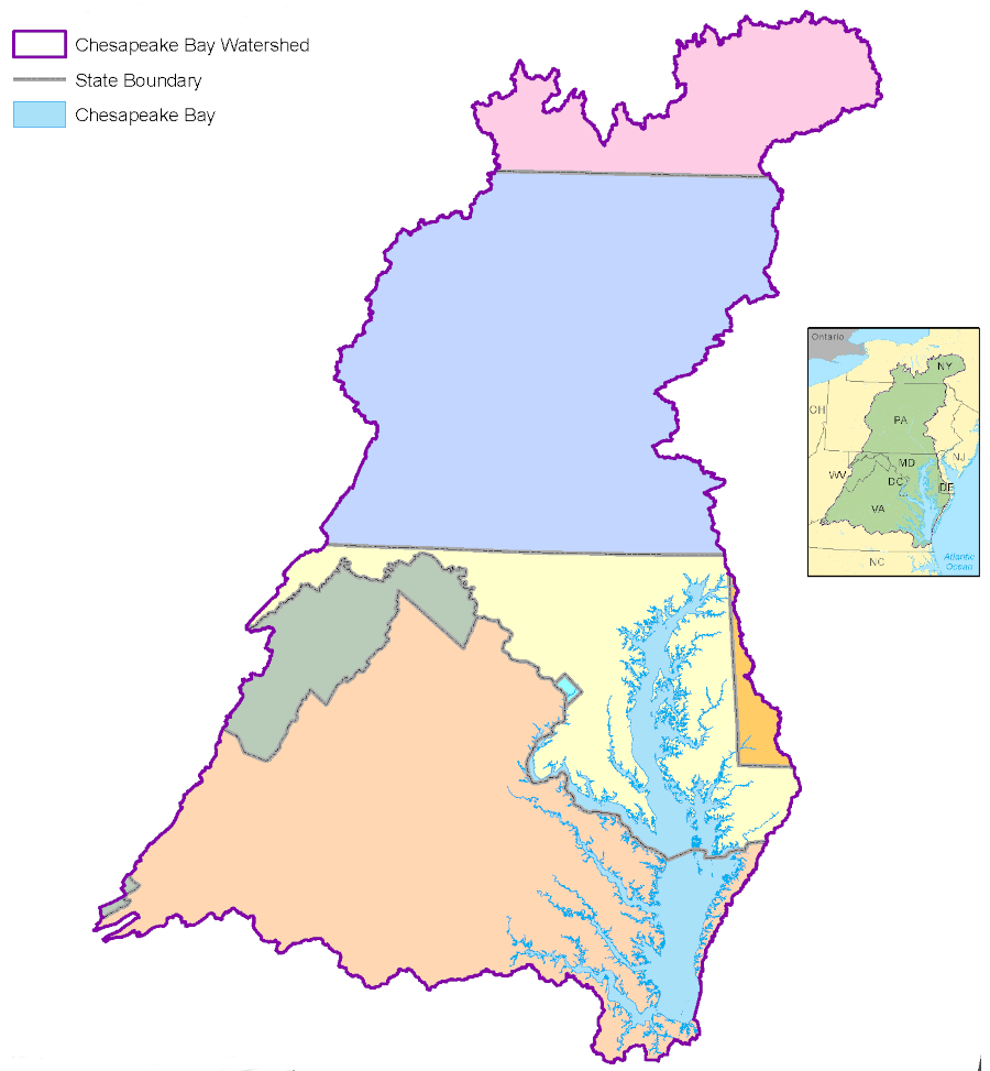 the Chesapeake Bay watershed includes six states plus the District of Columbia