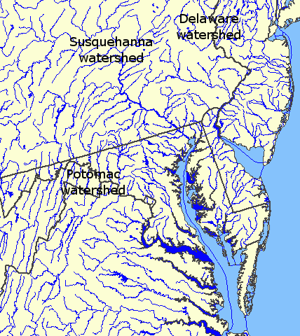 major rivers providing sediment to form Delmarva Peninsula