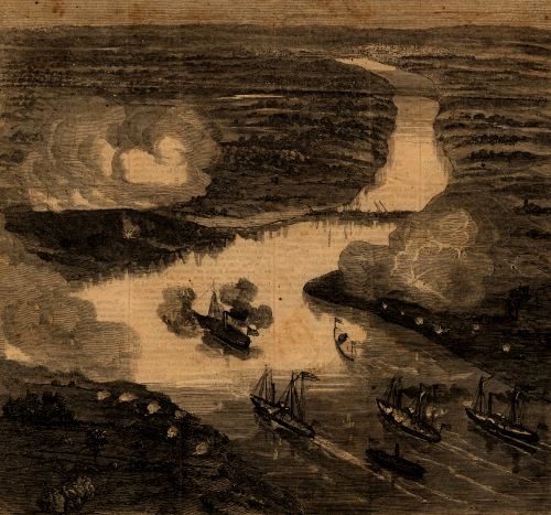 high cliffs at Drewry's Bluff allowed Confederates to block the Union navy from sailing upstream from Hampton Roads to Richmond in May, 1862 after the battle of the USS Monitor and CSS Virginia