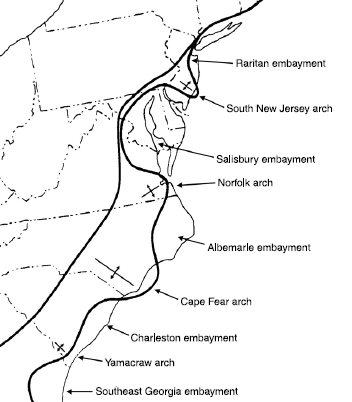 major embayments on eastern side of North America