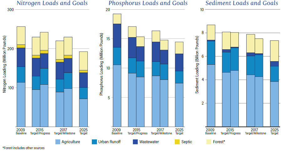 Chesapeake watershed jurisdictions met the 2015 targets for reducing phosphorus and sediment, but the nitrogen milestone in the TMDL was not achieved