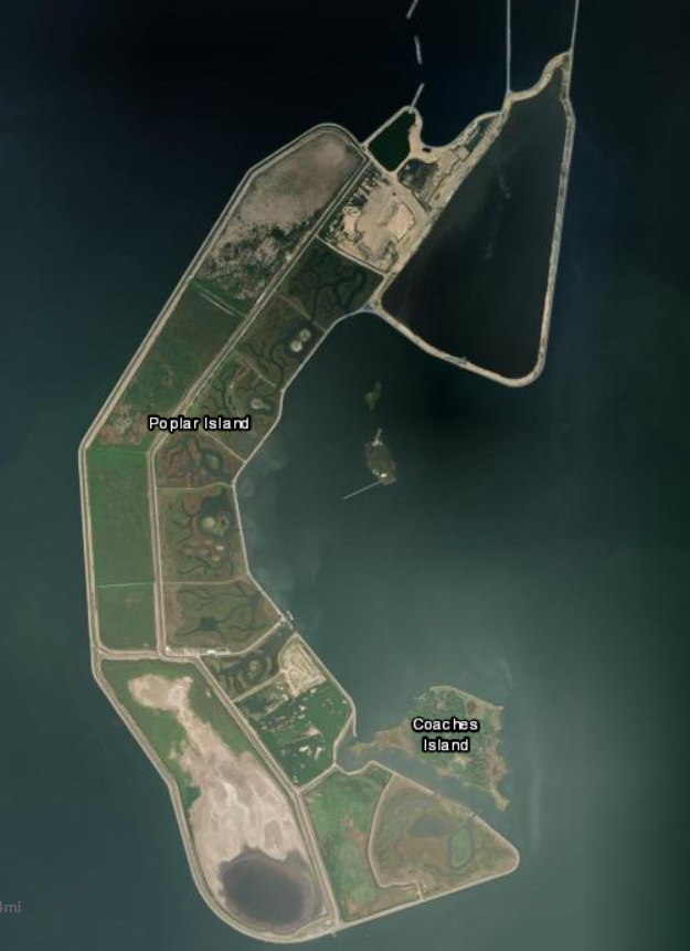 dredge spoils are expanding Poplar Island from 5 acres to 1,715 acres in size