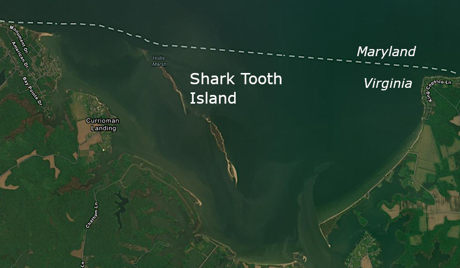 Shark Tooth Island split into two parts between 1994-2024 (Westmorelsand County)