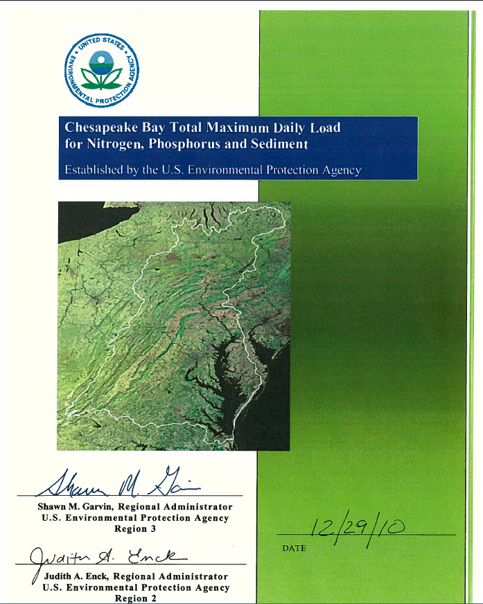 cover sheet of Chesapeake Bay Total Maximum Daily Load (TMDL)