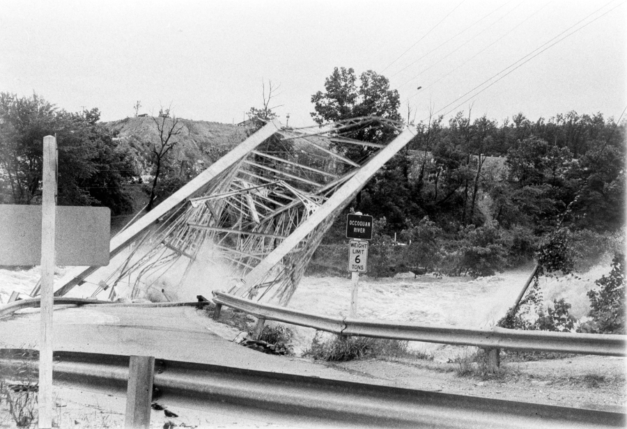 the Route 123 bridge destroyed in Hurricane Agnes, 1972