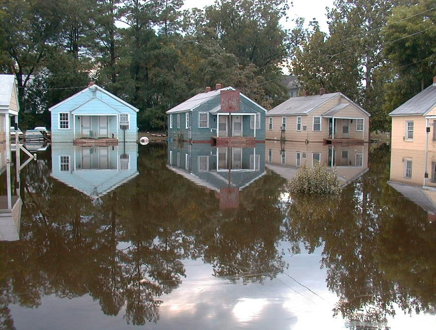 the Blackwater River flooded the City of Franklin after Hurricane Floyd in 1999