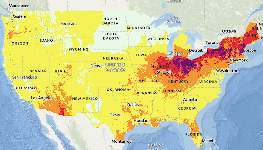 a heat dome (slow-moving high pressure system) in 2024 brought dangerously-high temperatures to the eastern United States