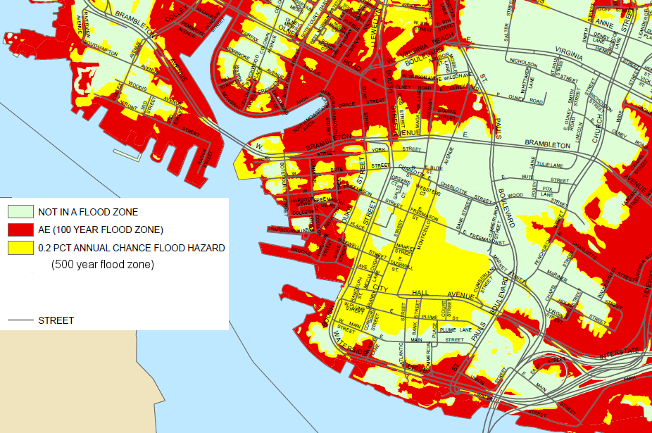 FEMA's interpretation of flood risk to downtown Norfolk and Ghent neighborhood