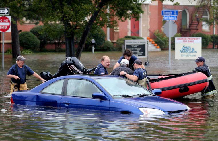 during Hurricane Joaquin in October 2015, firefighters rescued a motorist next to the Unitarian Church of Norfolk