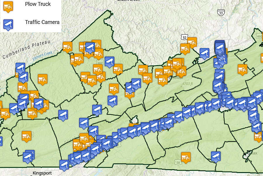 after clearing I-81 and I-77 (lined with cameras), VDOT snow plows were busy in Southwest Virginia on January 27, 2026