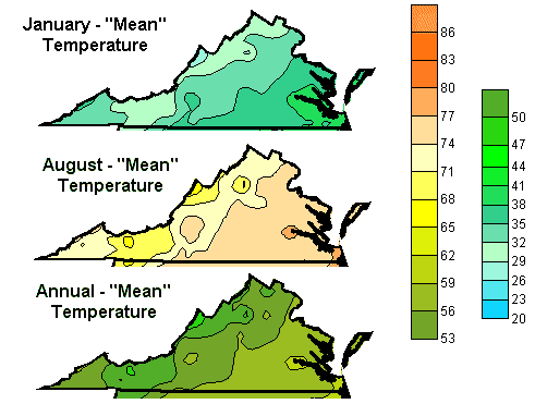 Average Temperatures in Virginia
