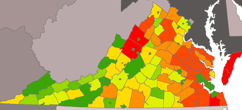 geographic distribution of corn stover in Virginia reflects the patterns of agriculture, with Accomack and Augusta counties providing the highest levels of crop residue